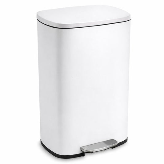 Bayt Prullenbak - Pedaalemmer 50 Liter -Prullenbak 50 Liter - Vuilnisbak 50 Liter - Prullenbak Afvalscheiding - Afvalbak- RVS - Wit