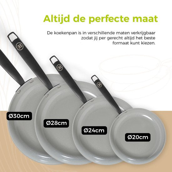 BE Living Essential Koekenpan - Ø 20 cm - Keramisch - PFAS vrij - Inductie - Grijs