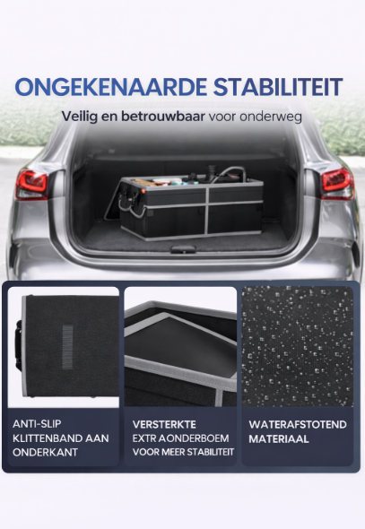 HELDENWERK Premium kofferbak organizer met deksel, stevig & antislip - Opvouwbare kofferbaktas, groot met dubbele bodem - Kofferbakbox, kofferbak organizer box