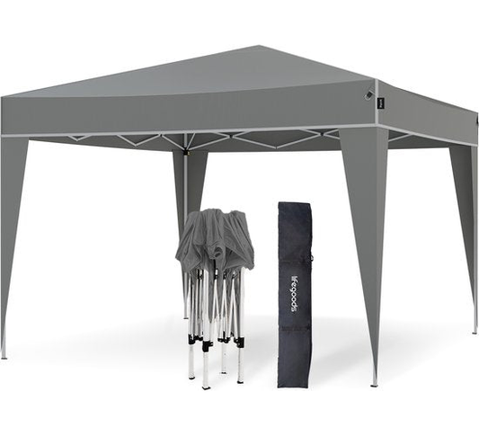 LifeGoods Partytent - Paviljoen - Easy Up - Opvouwbaar - Waterdicht - Met Draagtas - 300 x 300 cm – Grijs