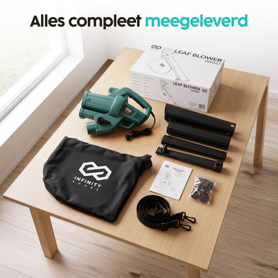 Infinity Goods Elektrische Bladblazer en Zuiger - 3500W - Versnipperfunctie - 45L Opvangzak - Op Snoer - 280 km/u Luchtsnelheid