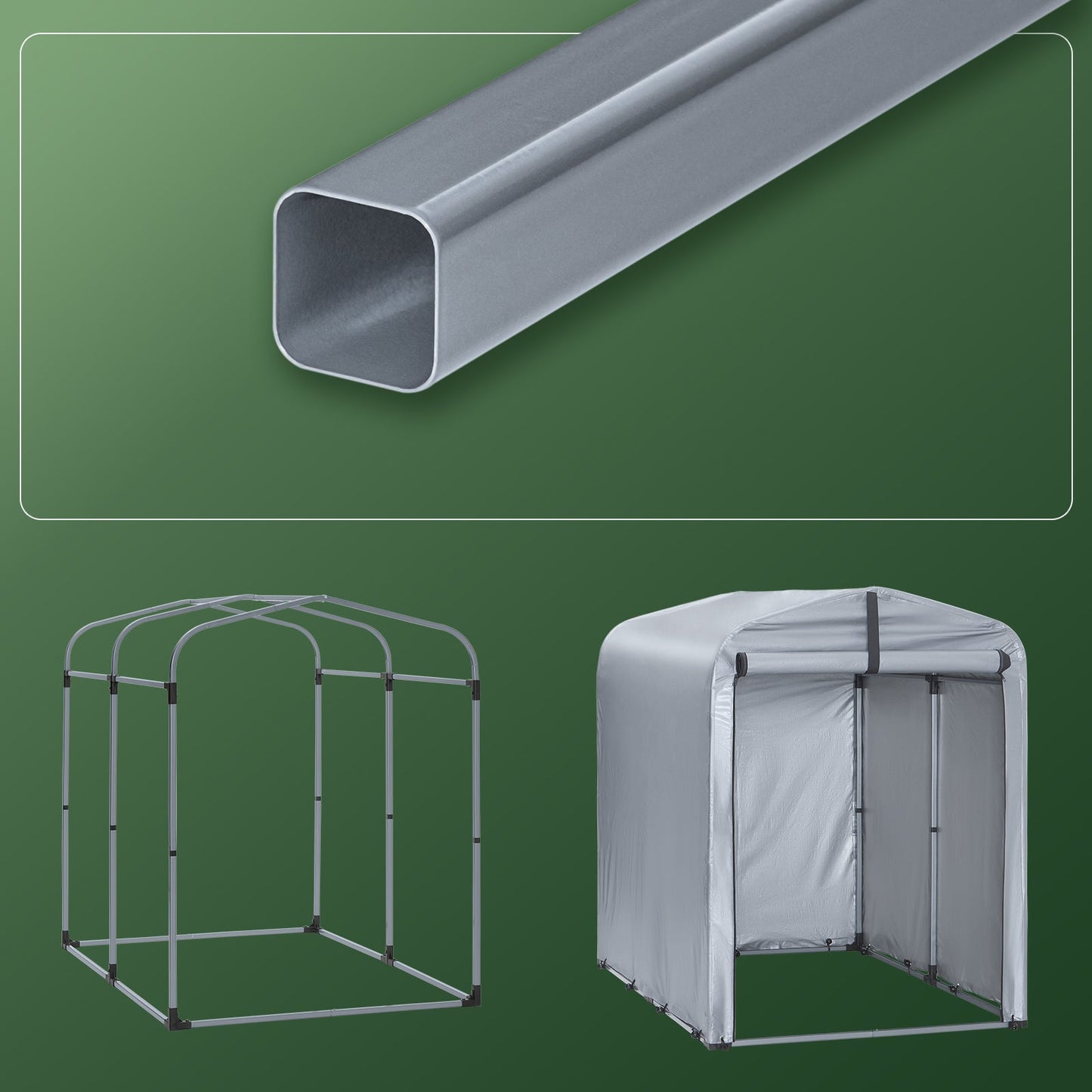 SoBuy – KLS11-K Tuinhuis / Tuinschuur – Waterdicht – Fietsschuur & Opslag – 120x176x163 cm – Zilver