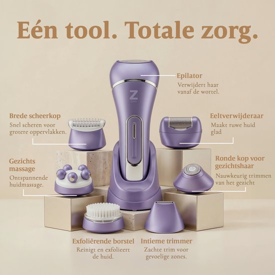 Ladyshave voor Vrouwen - 7 in 1 Scheerapparaat - Epilator - Gezichtsmassage - Eeltverwijderaar - Waterdicht - Bikinilijn - Zeri