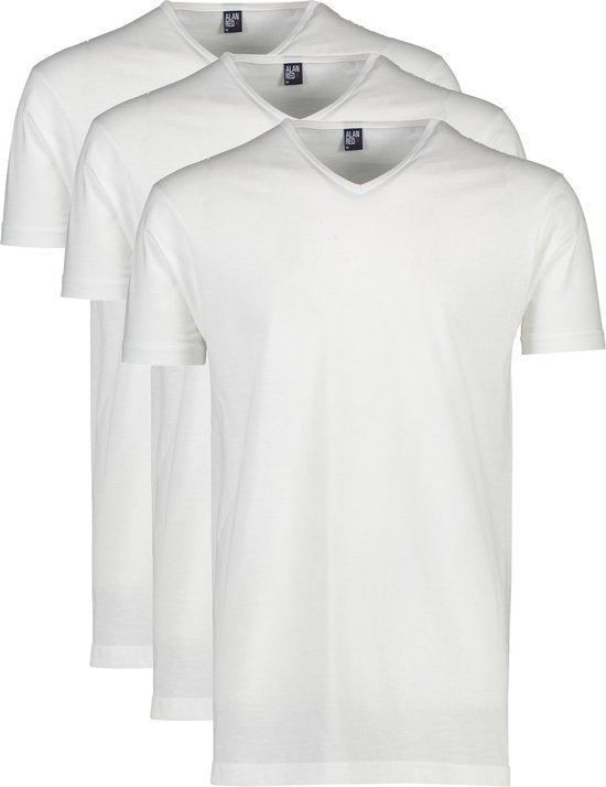 Alan Red - Vermont T-shirt V-hals Wit 3-pack - Heren - Maat XL - Regular-fit