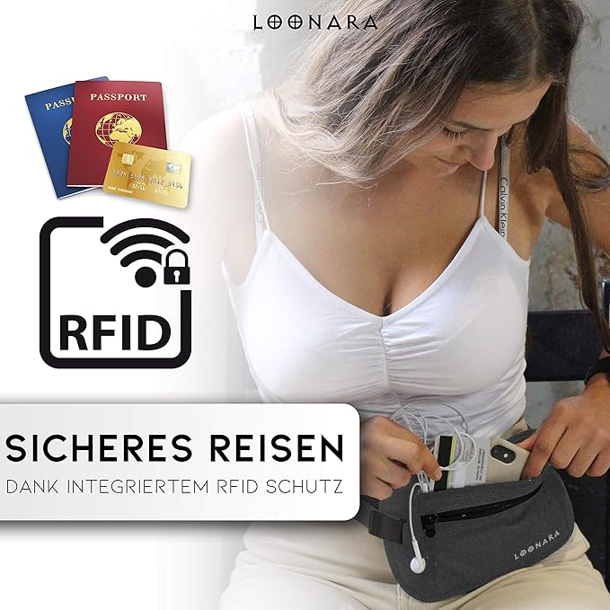 loonara Travel Heuptas grijs 2stuks