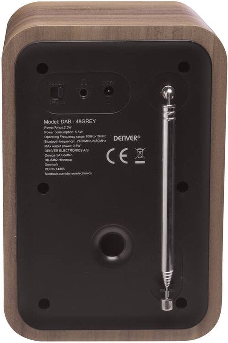 Denver DAB48W DAB+/FM Retro Radio – Bluetooth – 25W – LCD Display – 80 Voorkeurszenders – Wekker & Slaaptimer – Inclusief Afstandsbediening