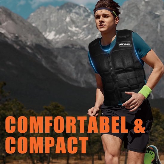 DH FitLife Verstelbaar gewichtsvest 10KG/20KG/30KG voor spieropbouw en krachttraining | verzwaarde vest | loopvest dames heren | fitness trainingsvest