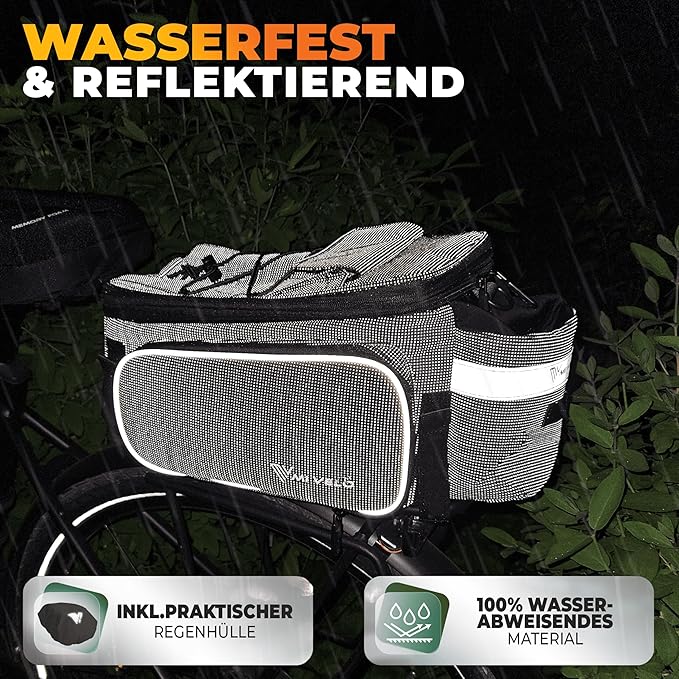 MIVELO Fietstas – Waterdicht & Reflecterend – 20 liter – Zwart Reflecterend