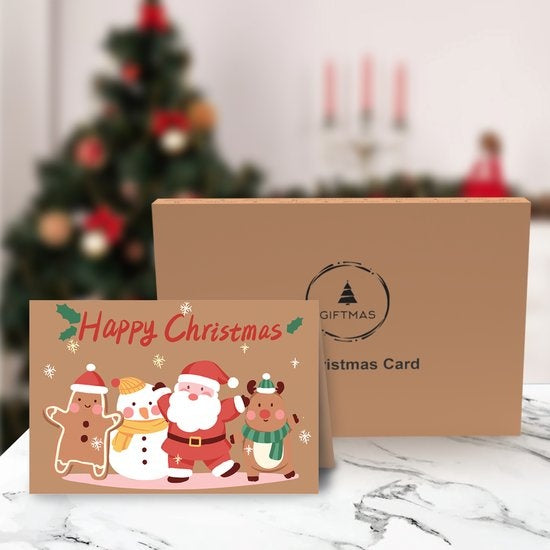 Giftmas Kerstkaarten - Wenskaarten - 36 Stuks - Met Enveloppen en Stickers - 10x15cm