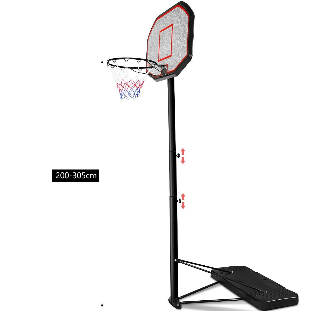 Coast Basketbalpaal - Basketbalring Met Standaard - 220-305 cm Hoogte - Zwart