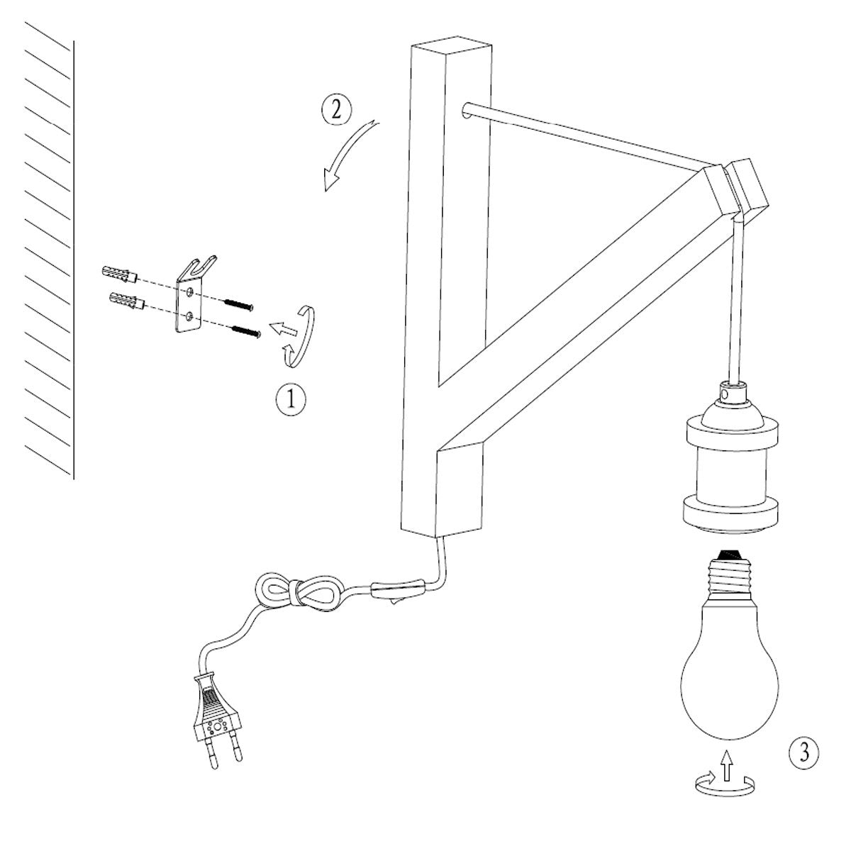 Wandlamp Mexlite Dion 7787BE bruin hout 30x28 cm met aan/uit schakelaar voor binnen Scandi-stijl