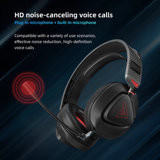 TAIDU THS318 2.4GHz Draadloze Gaming Headset - Over ear koptelefoon - met microfoon - Geschikt voor PC/PS4/PS5, Nintendo Switch - Zwart