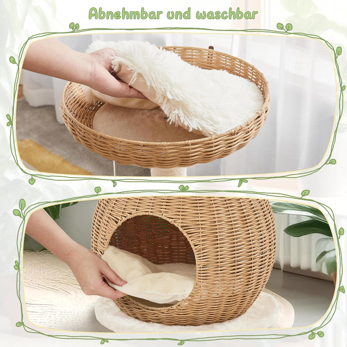 Yaheetech Kattenkrabpaal met Mand en Kattenhuis – 75 cm – Beige – Compact en Stevig Design