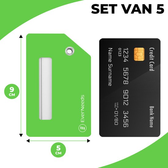 EverNeeds Bagagelabel - Siliconen - Groen - 5 Stuks - 5x9 cm