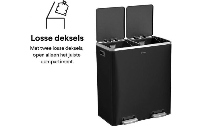 Homra Quickx Prullenbak 60L – Duo Afvalscheiding – Pedaalemmer – Soft Close