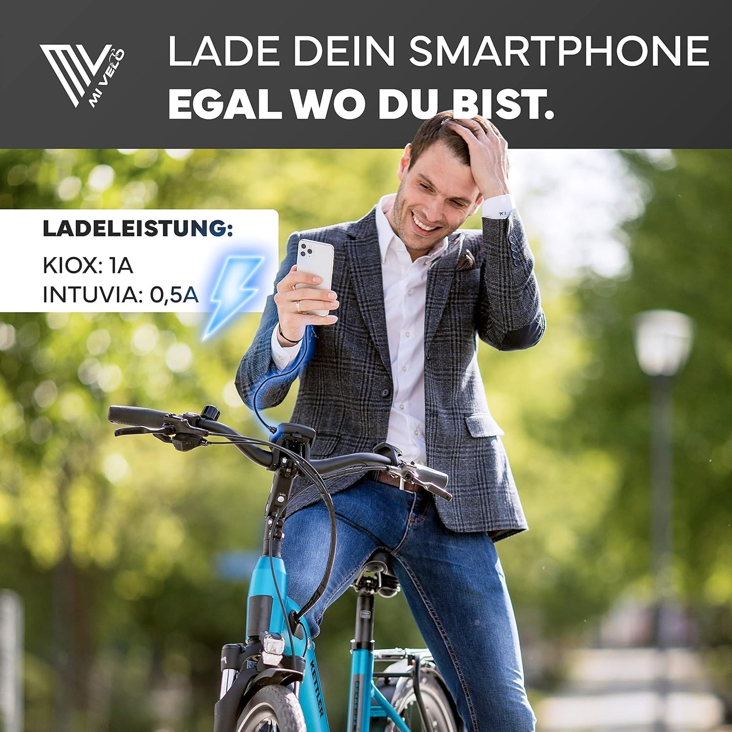 MIVELO E-bike Oplaadkabel voor Bosch Display – 35 cm OTG Kabel voor iPhone (Lightning), USB-C & Micro-USB – Geschikt voor Intuvia, Kiox (niet 300), Nyon (oud model)