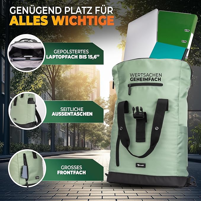 MIVELO – Fiets Rugzak & Bagagedragertas – Waterafstotend & 22 liter – Mint