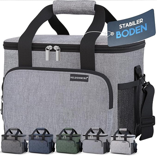 HELDENWERK Grote koeltas, opvouwbaar, geïsoleerde koelbox, thermotas, lekvrij en waterdicht, picknicklunchtas, ontbijttas, thermotas, isoleertas - Grijs