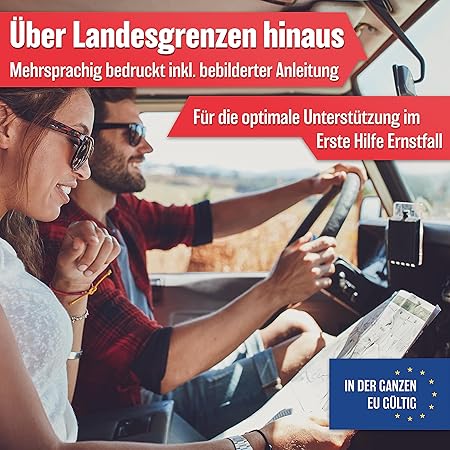 HELDENWERK Auto verbanddoos 2026 voor heel Europa inzetbaar en getest (conform het Duitse verkeer) - EHBO-kit EHBO-kit verbanddoos DIN 13164 gecertificeerd - EHBO-tas - Zwart