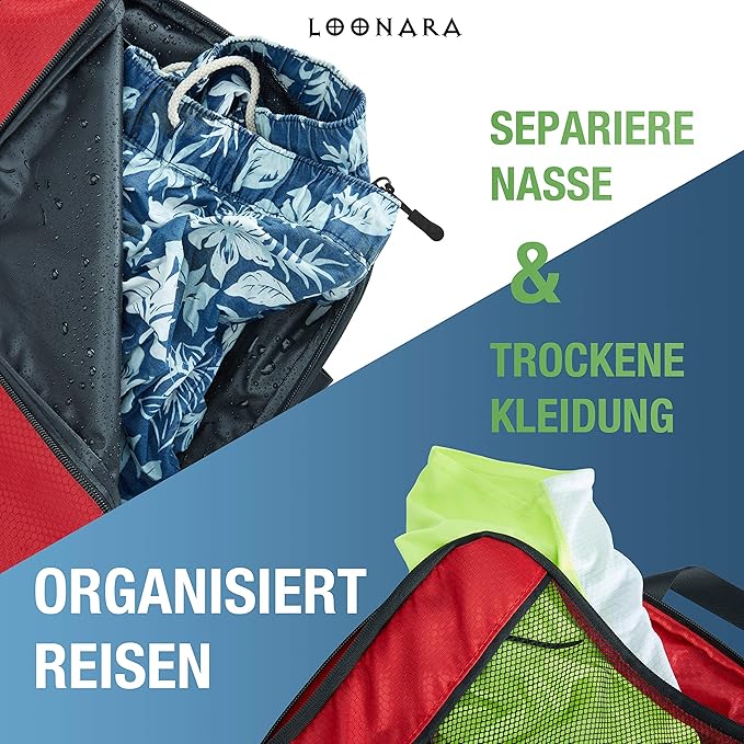 Packing Cubes met compressie voor koffer en rugzak incl. draagzak, rood