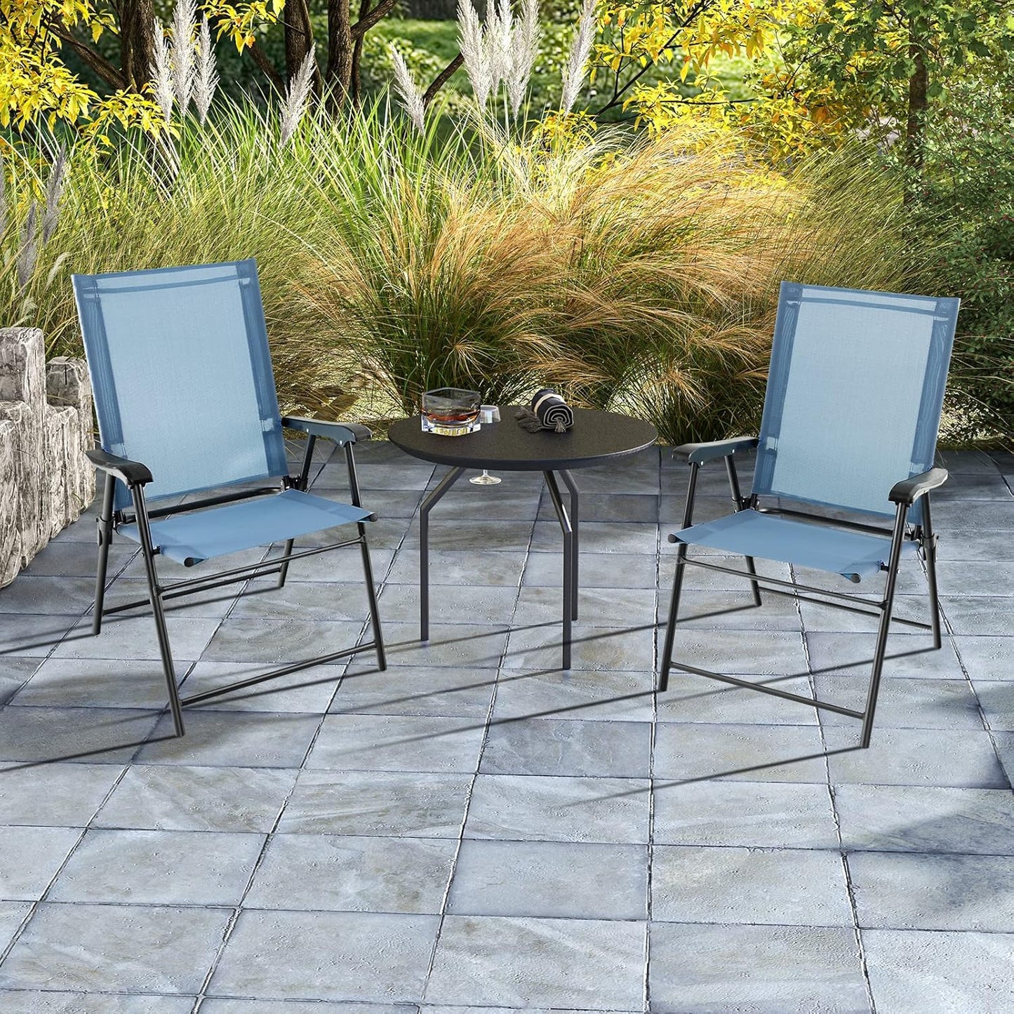 Coast Opvouwbare Stoel - 2 Stuks - 65 x 60 x 93 cm - Max. 150Kg. - Blauw