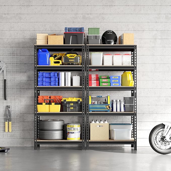 Yaheetech Opbergrekken - Set van 2 - Heavy Duty - 150×70×30 cm - Verstelbaar - Zwart