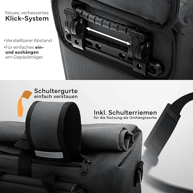 MIVELO 3-in-1 Fietstas – Rugzak & Schoudertas – Waterdicht – Inclusief Laptopvak – 20L – Zwart Reflecterend