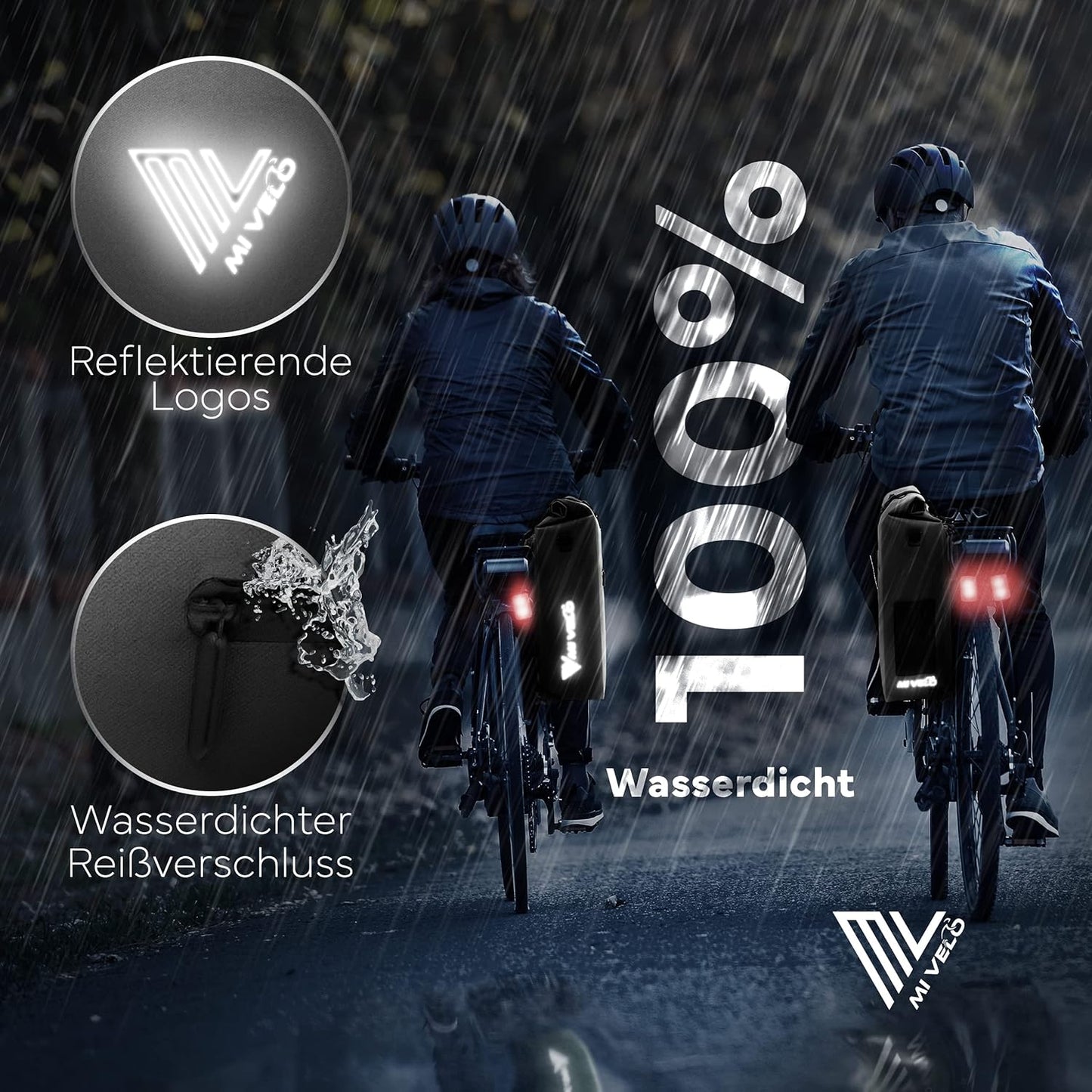 MIVELO - Fietstas voor Bagagedrager 3-in-1 -100% waterdicht - PVC-vrij - Met afneembare laptoptas - Zwart - 25L