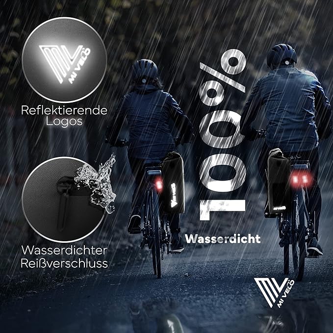 MIVELO 3-in-1 Fietstas – Bagagedragertas, Rugzak & Schoudertas – 25L – Waterdicht & PVC-vrij – Afneembare Laptoptas – Zwart