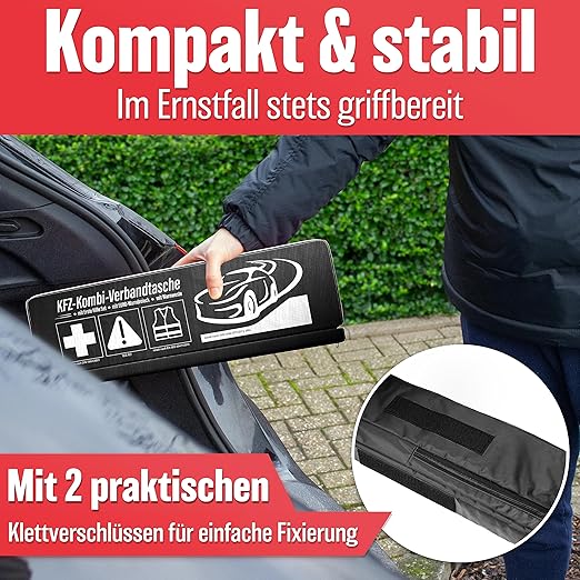Heldenwerk 3-in-1 Auto EHBO-Set 2026 – Verbanddoos, Gevarendriehoek & Veiligheidsvest, EU-conform