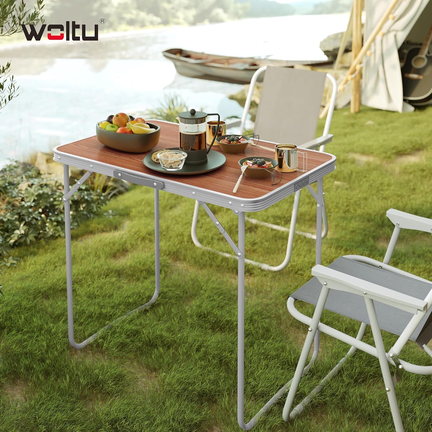 Woltu Campingtafel - Max. 40 kg - 70 x 50 x 60 cm - Eiken