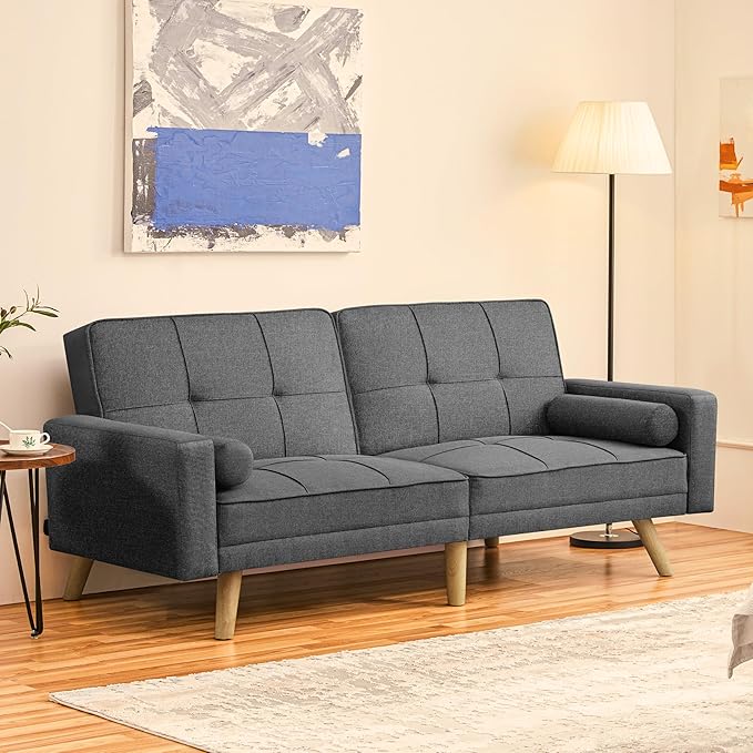 Yaheetech Slaapbank Donkergrijs – 3-in-1 Vouwbank met Verstelbare Rugleuning – Ligoppervlak 163 x 106 cm
