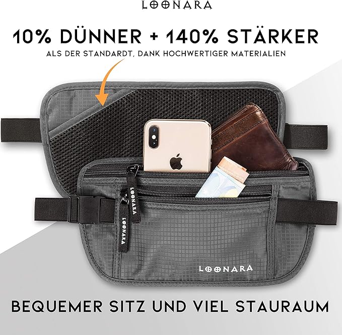 loonara Travel Heuptas grijs 2stuks