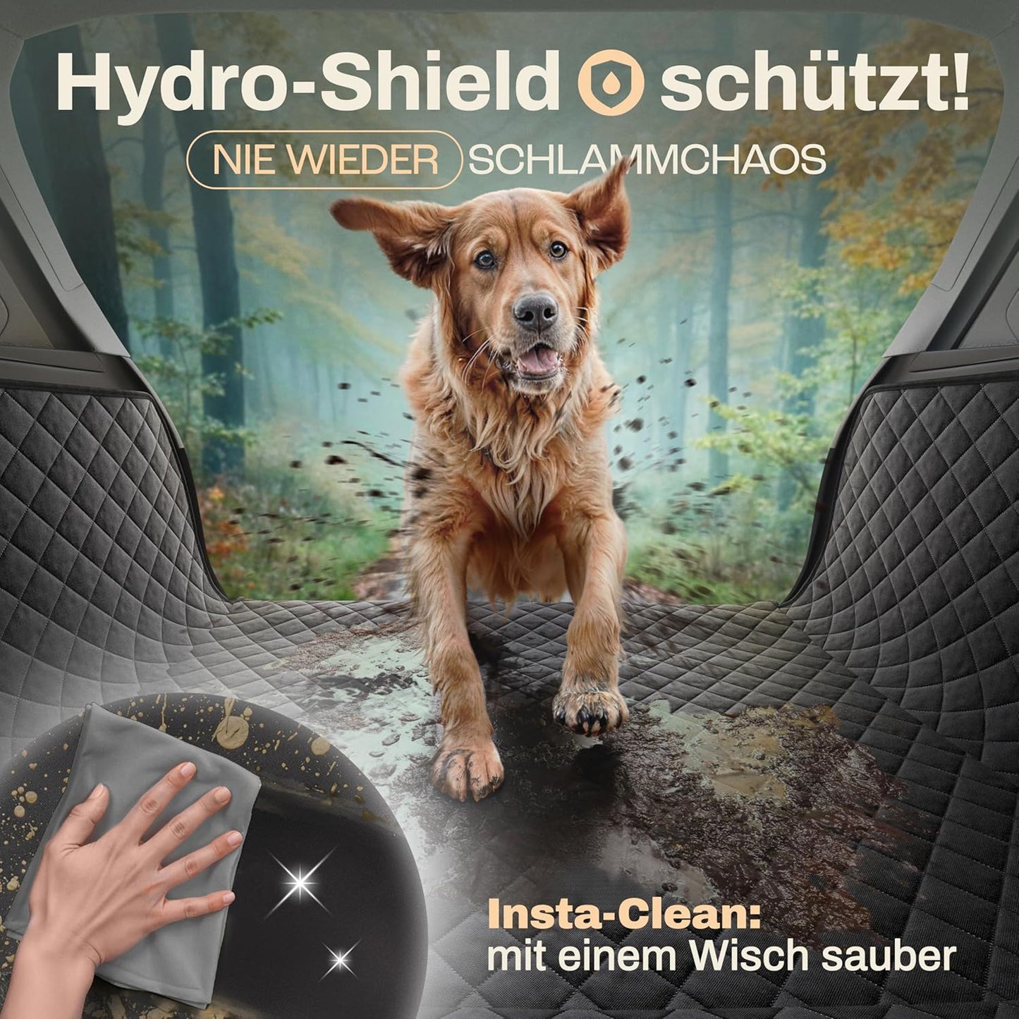 HELDENWERK Kofferbakbescherming voor Honden – Waterdicht & Krasbestendig – Met Zij- en Bumperbescherming – Universele Pasvorm – Premium Gewatteerd – Zwart