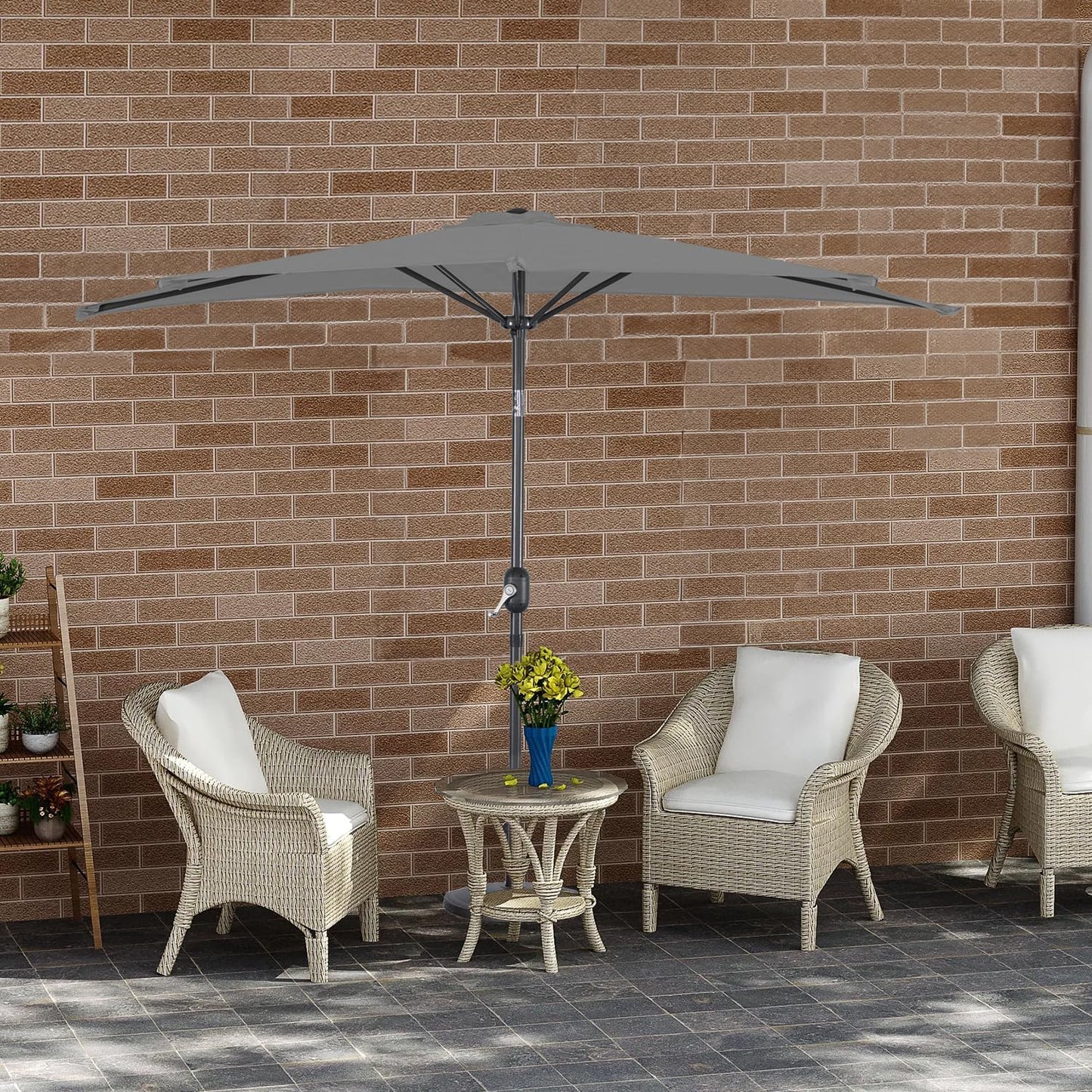 Angel Living Balkonparasol - Halfrond - 245 x 120 cm - Grijs
