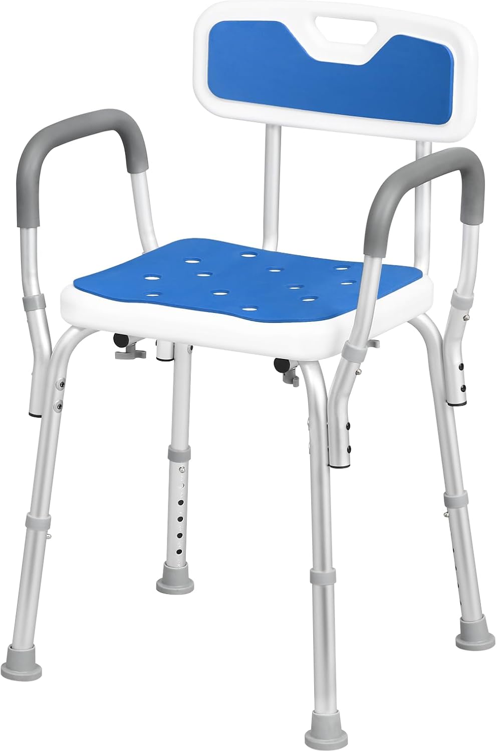 Eugad Douchestoel - Max. 130 kg - In hoogte verstelbaar - 47 x 39 x 84 cm - Blauw / Wit