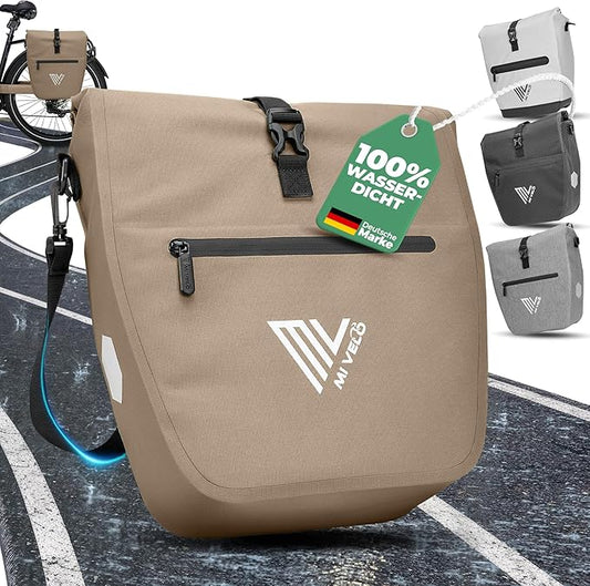 MIVELO Fietstas – Waterdicht & Incl. Schouderriem – 20 liter – Sandbeige