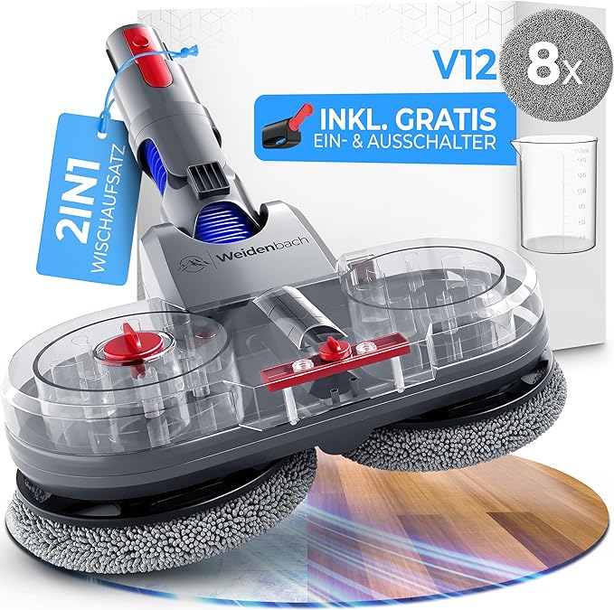Testwinnaar - Dweilopzetstuk voor Dyson V12 - elektrische stofzuiger - dweilmop opzetstuk - natte en droge stofzuiger - met afneembare watertank, vulbehouder en 8 wasbare moppen