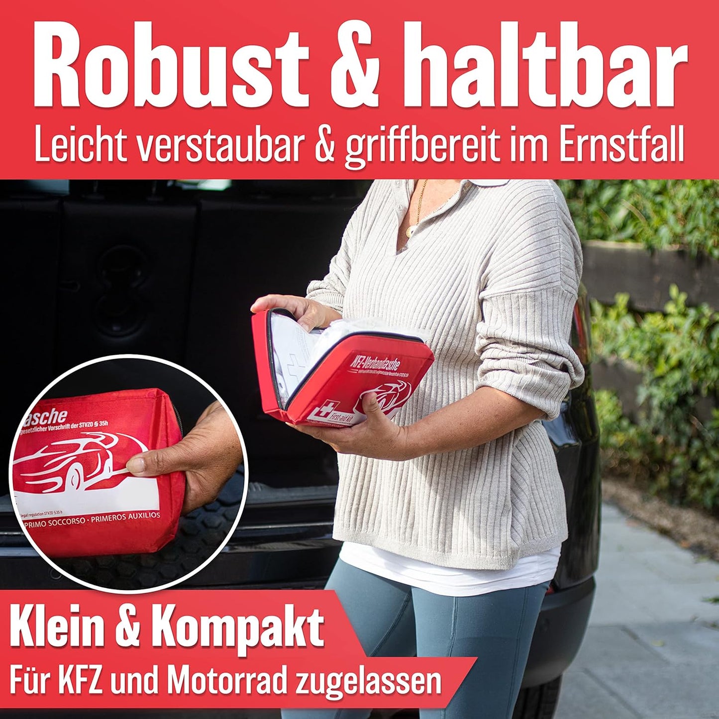 Heldenwerk verbandtas voor Auto - Geldig in Europa - EHBO-set volgens actuele norm 2026