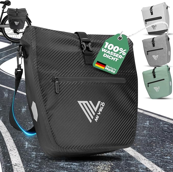 MIVELO Fietstas – Waterdicht & Incl. Schouderband & Laptopvak – 20 liter – Carbon