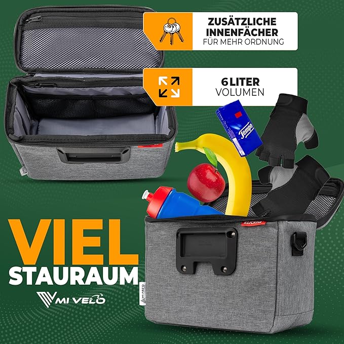 MIVELO Stuurtas – Waterafstotend & Klickfix-Compatibel – 7 liter – Grijs