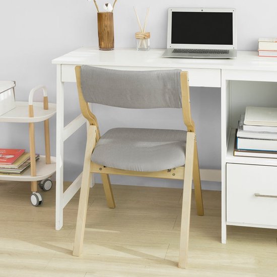 Klapstoel - Keukenstoel - Bureaustoel voor kinderen - Berkenhouten frame - Gewatteerd comfort - Afneembare wasbare hoes - 48 cm x 14 cm x 91 cm