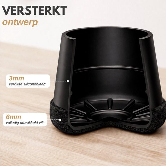 Vaive Stoelpoot Beschermers Rond met Vilt – 24 Stuks – Stoelpootdoppen Ø24-30 mm – Vloerbescherming voor Stoelen - Zwart