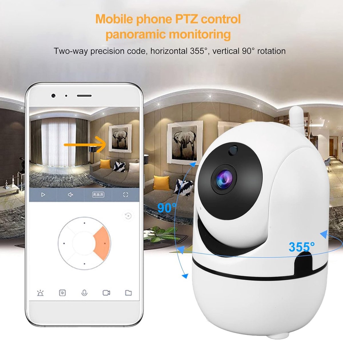 Fuegobird ZOSI C528 Indoor IP Camera - met dubbele lens - 6MP - Intercomfunctie - Beveiligingscamera - Huisdiercamera - Baby camera - Compatibel met 2.4G/5G WIFI - Werkt met app - Wit