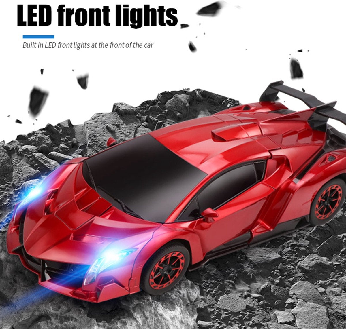 MEWAU 1:12 RC transformerende auto/robot - 2 in 1Afstand Bestuurbare Auto -Gebaar waarneming - Speelgoed Auto - Grijs