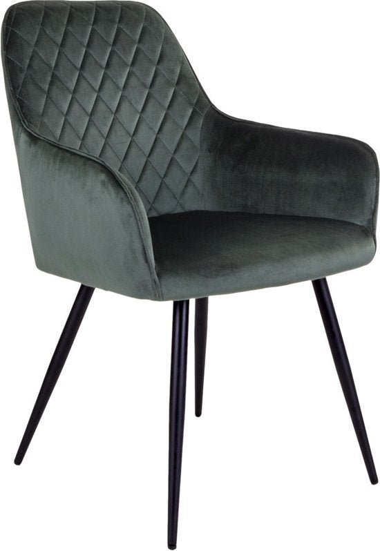House Nordic Harbo Eetkamerstoel Velvet Groen - Set van 2