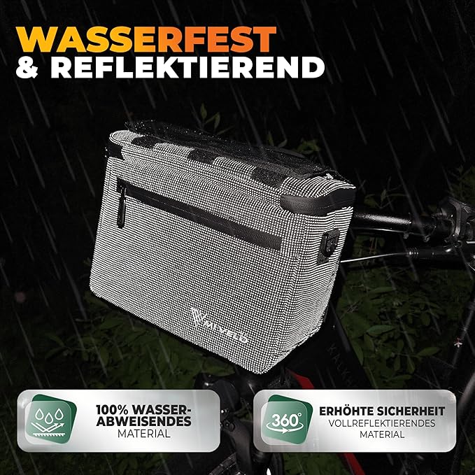 MIVELO Stuurtas – Waterafstotend & Met Telefoonvak – 7 liter – Zwart Reflecterend