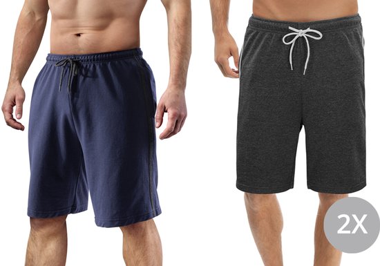 Milanoro - M - Korte broek - 2-pack - Heren - Marineblauw/antraciet