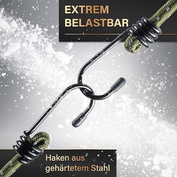 Heldenwerk Set van 10 rubberen spanbanden met haken – TÜV/GS-getest, elastisch, 30-100 cm, voor transport, camping en veiligheid
