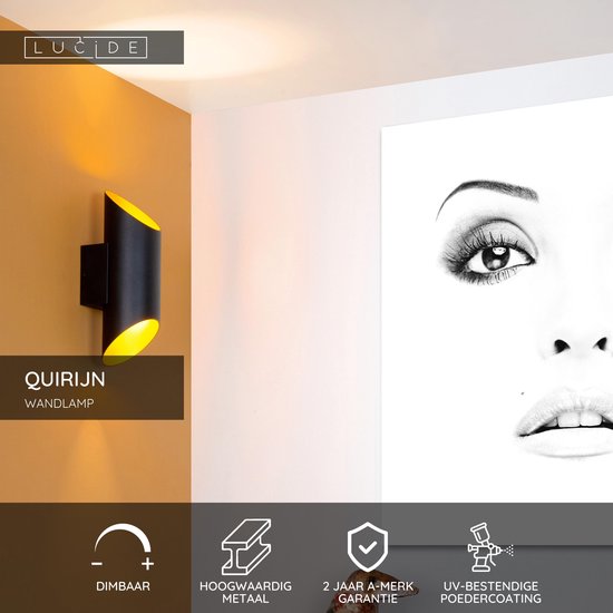 Lucide QUIRIJN - Wandlamp - Ø 10 cm - 1xG9 - Zwart